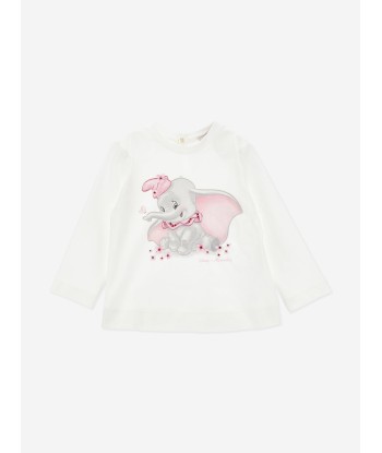 Monnalisa Baby Girls Long Sleeve Dumbo T-Shirt in Ivory soldes