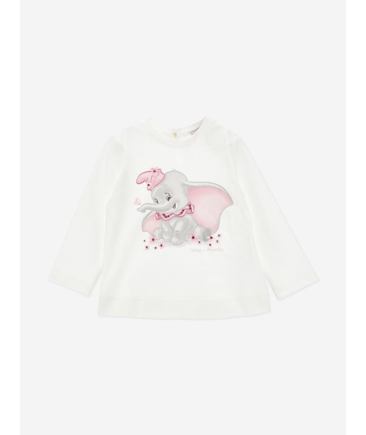 Monnalisa Baby Girls Long Sleeve Dumbo T-Shirt in Ivory soldes