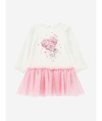 Monnalisa Baby Girls Jersey and Tulle Dress in Ivory de technologie