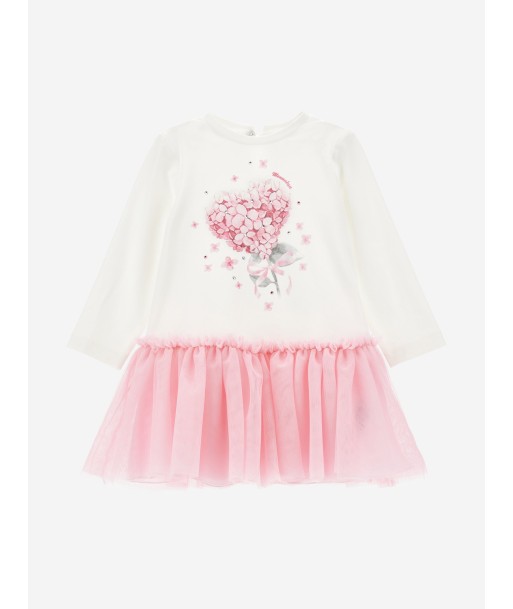 Monnalisa Baby Girls Jersey and Tulle Dress in Ivory de technologie