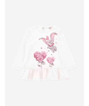 Monnalisa Baby Girls Long Sleeve Dumbo T-Shirt in Ivory hantent personnes