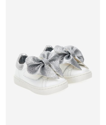 Monnalisa Girls Leather Bow Trainers in Ivory le des métaux précieux