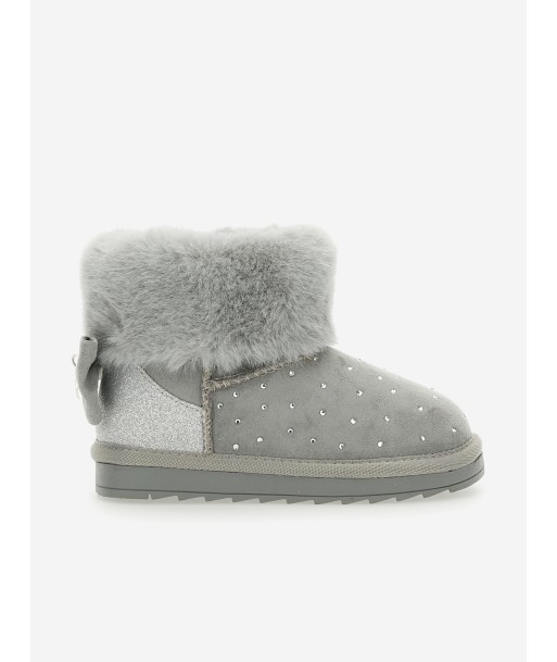 Monnalisa Girls Suede Rhinstone Boots in Grey de France