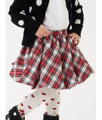 Monnalisa Girls Tartan Taffeta Balloon Skirt in Red Fin de série