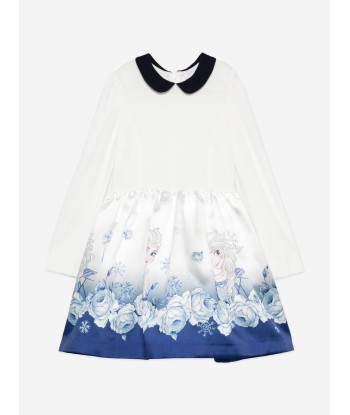 Monnalisa Girls Elsa Roses Dress in White en stock