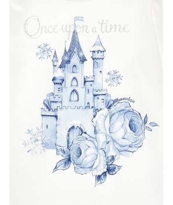 Monnalisa Girls Long Sleeve Frozen Castle T-Shirt in White votre