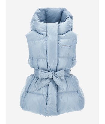 Monnalisa Girls Padded Gilet With Belt in Blue Les magasins à Paris