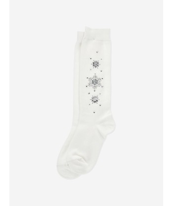 Monnalisa Girls Rhinestone Socks in White pas cher chine