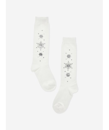 Monnalisa Girls Rhinestone Socks in White pas cher chine