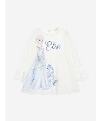 Monnalisa Girls Elsa Maxi T-Shirt in White brillant des détails fins