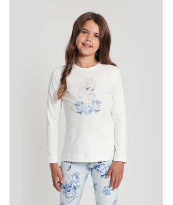 Monnalisa Girls Long Sleeve Elsa T-Shirt in White la livraison gratuite