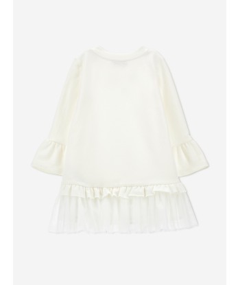 Monnalisa Girls Elsa Jersey Dress In Ivory livraison gratuite