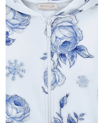 Monnalisa Girls Floral Zip Up Top in Blue vente chaude votre 