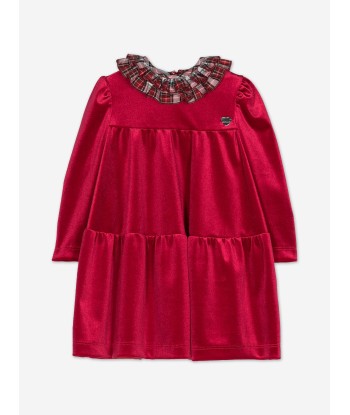 Monnalisa Baby Girls Dress With Tartan Collar in Red Voir les baskets