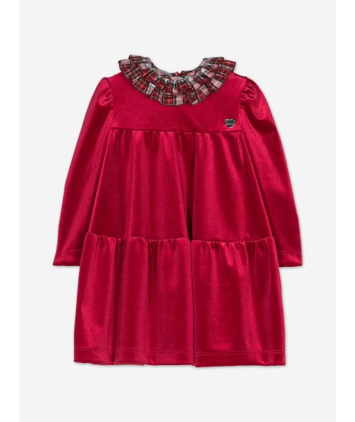 Monnalisa Baby Girls Dress With Tartan Collar in Red Voir les baskets