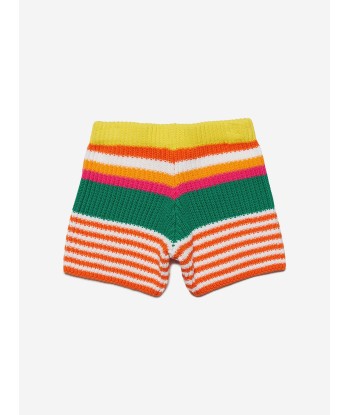 MARNI Girls Striped Knitted Shorts in Orange pas cher 