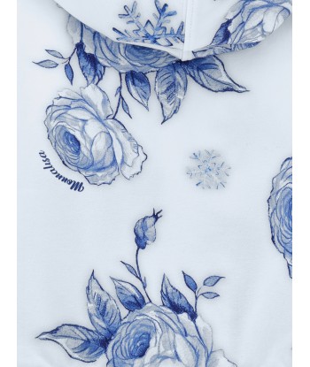 Monnalisa Girls Floral Zip Up Top in Blue vente chaude votre 