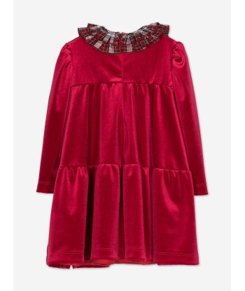 Monnalisa Baby Girls Dress With Tartan Collar in Red Voir les baskets