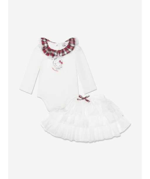 Monnalisa Baby Girls Bodysuit With Tulle Skirt in Ivory pas cher chine