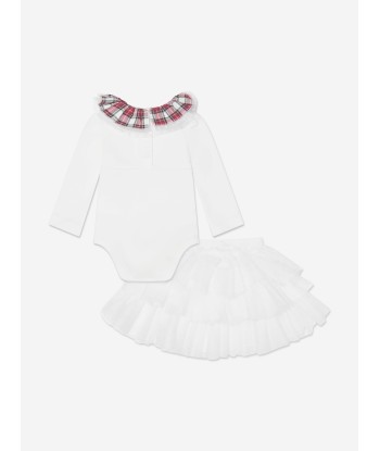 Monnalisa Baby Girls Bodysuit With Tulle Skirt in Ivory pas cher chine