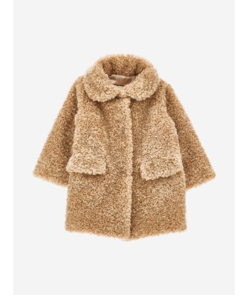 Monnalisa Baby Girls Faux Fur Long Coat in Beige 2023