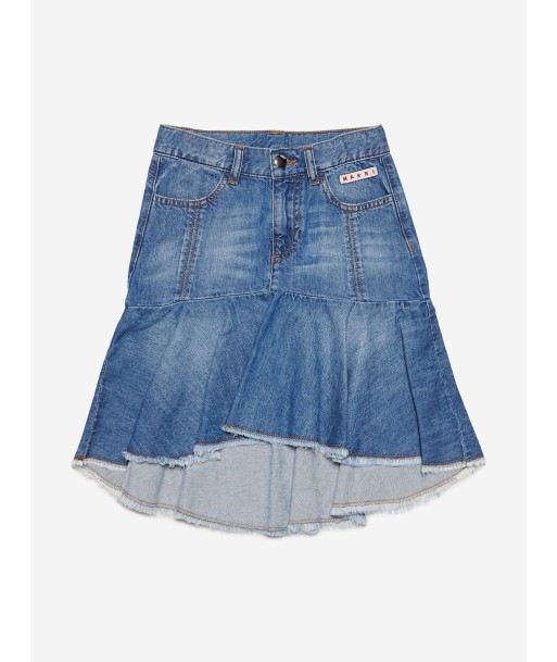 MARNI Girls Raw Cut Denim Skirt in Blue Comment ça marche