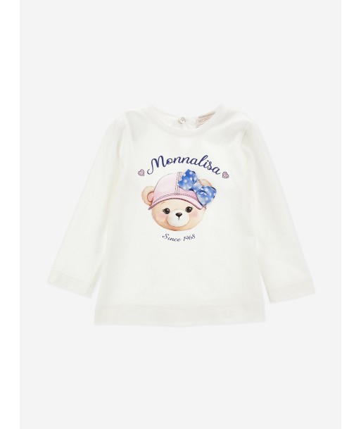 Monnalisa Baby Girls Long Sleeve Teddy T-Shirt in White Jusqu'à 80% De Réduction