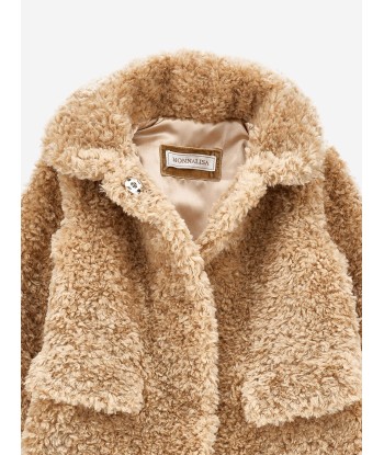 Monnalisa Baby Girls Faux Fur Long Coat in Beige 2023