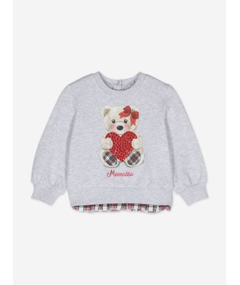 Monnalisa Baby Girls Teddy Bear Sweatshirt in Grey pas chere