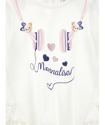 Monnalisa Baby Girls Headphones Maxi T-Shirt in White acheter