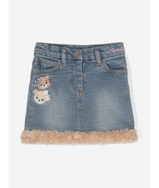 Monnalisa Baby Girls Bear Denim Skirt in Blue à prix réduit toute l'année