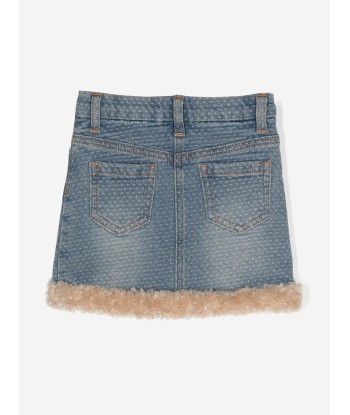 Monnalisa Baby Girls Bear Denim Skirt in Blue à prix réduit toute l'année