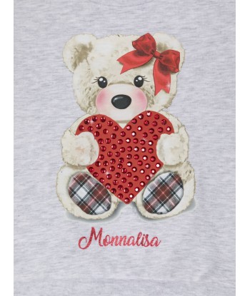 Monnalisa Baby Girls Teddy Bear Sweatshirt in Grey pas chere