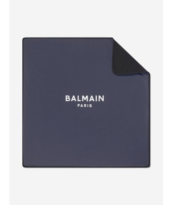 Balmain Baby Paris Logo Blanket in Navy en linge