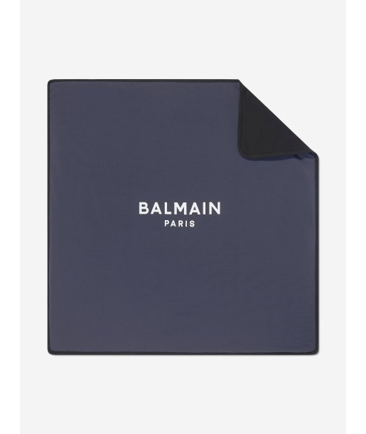 Balmain Baby Paris Logo Blanket in Navy en linge