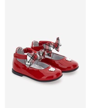 Monnalisa Girls Patent Leather Tartan Bow Shoes in Red s'inspire de l'anatomie humaine