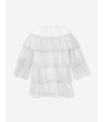 Balmain Girls Tiered Tulle Dress in White les ctes