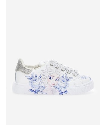 Monnalisa Girls Leather Frozen Trainers in White de la marque