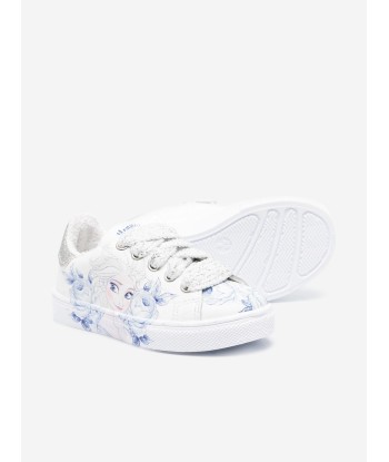 Monnalisa Girls Leather Frozen Trainers in White de la marque