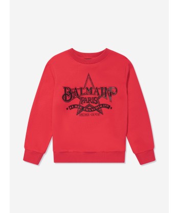 Balmain Kids Logo Sweatshirt in Red de l' environnement