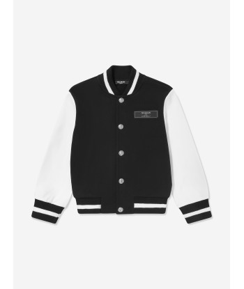 Balmain Boys Fleece Varsity Jacket in Black pas cheres