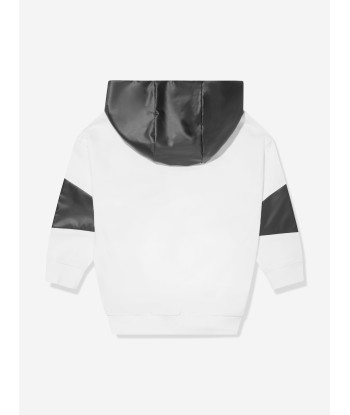 Balmain Boys Paris Logo Hoodie in White les muscles