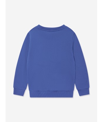 Balmain Boys Paris Logo Sweatshirt in Blue pas cher 