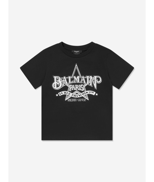 Balmain Kids Logo Print T-Shirt in Black pour bénéficier 