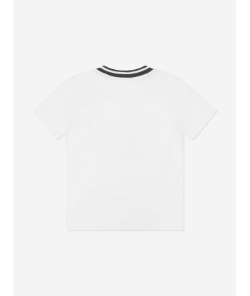 Balmain Boys Paris Logo T-Shirt in White Paris Déstockage Promo