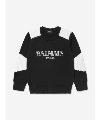 Balmain Boys Paris Logo Jumper in Black est présent 