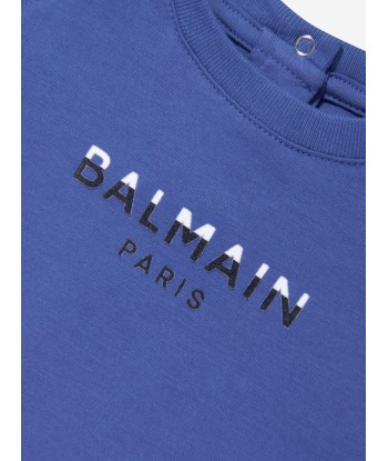 Balmain Baby Boys Paris Logo T-Shirt in Blue Venez acheter