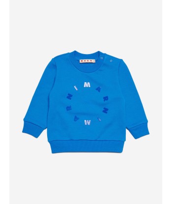 MARNI Baby Round Logo Sweatshirt in Blue Vous souhaitez 