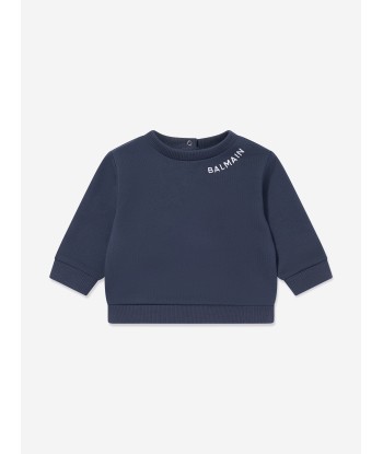 Balmain Baby Logo Sweatshirt in Navy français