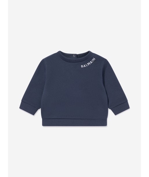 Balmain Baby Logo Sweatshirt in Navy français